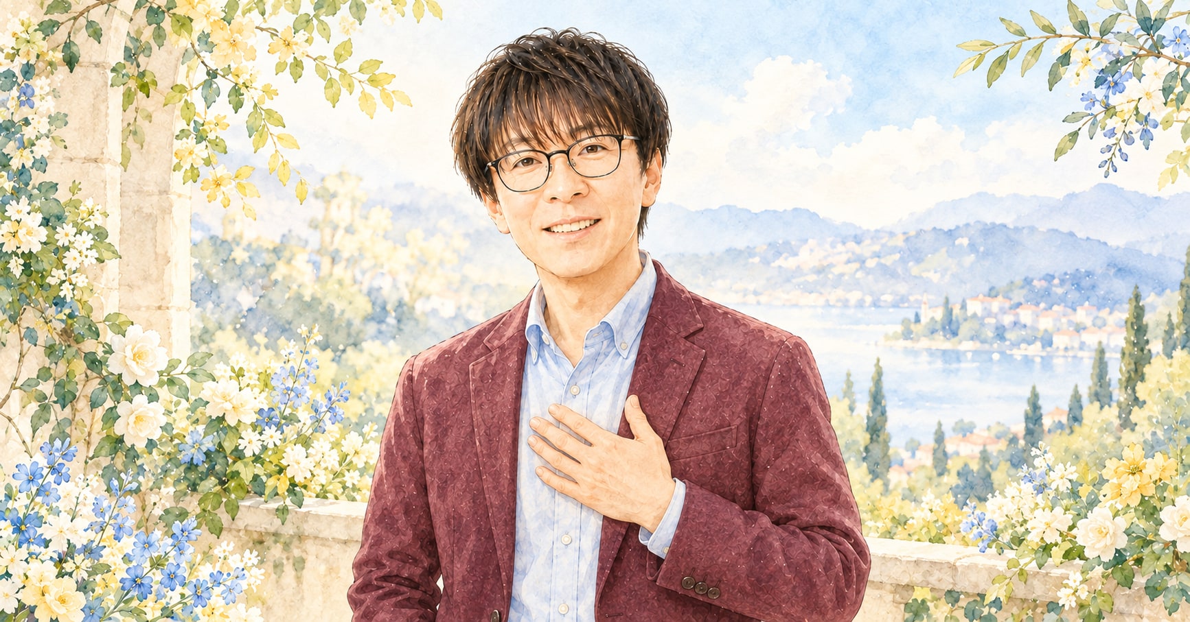 落ち着いた花の縁（ボルドー・文字なし）