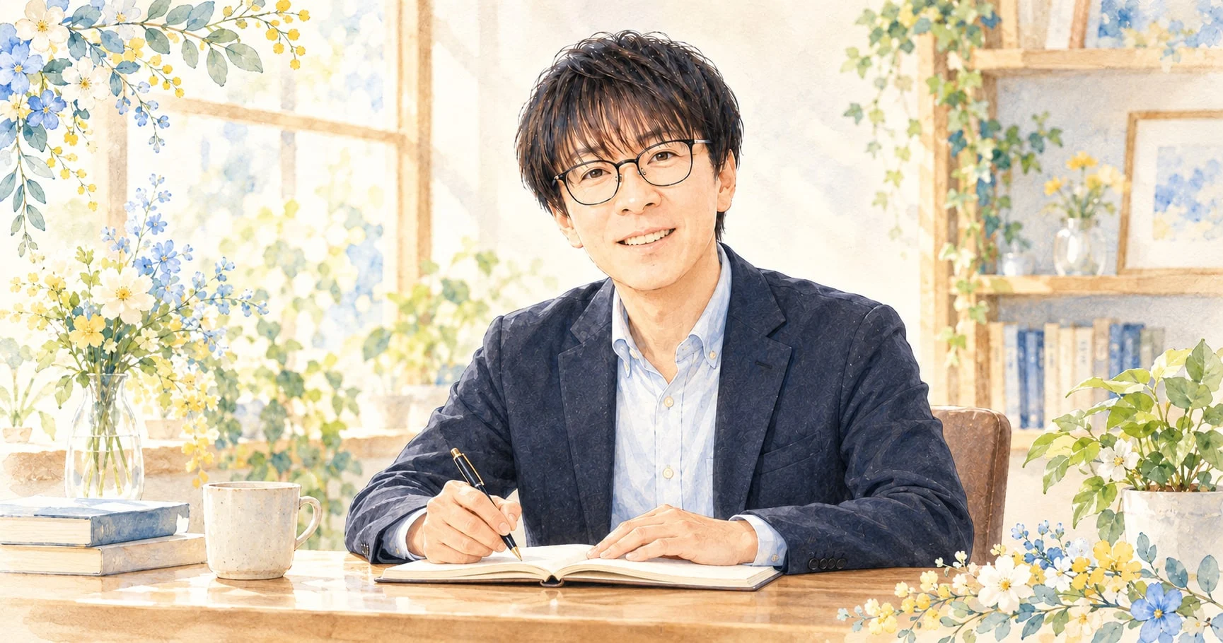 机と自分の時間（チャコール・文字なし）