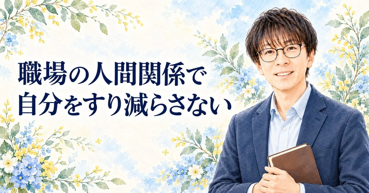 松野正寿の実写画像と「職場の人間関係で 自分をすり減らさない」の文字。相手の期待だけでなく自分の限界も大切にする境界線